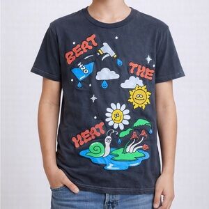 Pacsun Beat The Heat Stay Cool Flower Sun Mushroom Graphic T-shirt Small Unisex